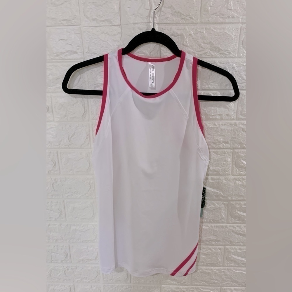 BNWT INPHORM LIGHTWEIGHT TANK | WHITE PINK | UPF SUN PROTECTION MOISTURE WICKING
